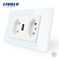 Livolo Brasileiro / Italiano Padrão 3Pins 10A + USB Soquete C9-C2UBR1-11